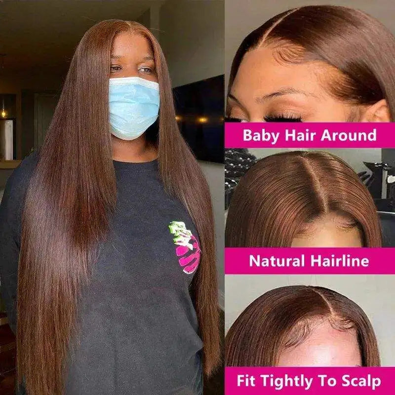 Chocolate Brown Remy Brazilian Human Hair Wig