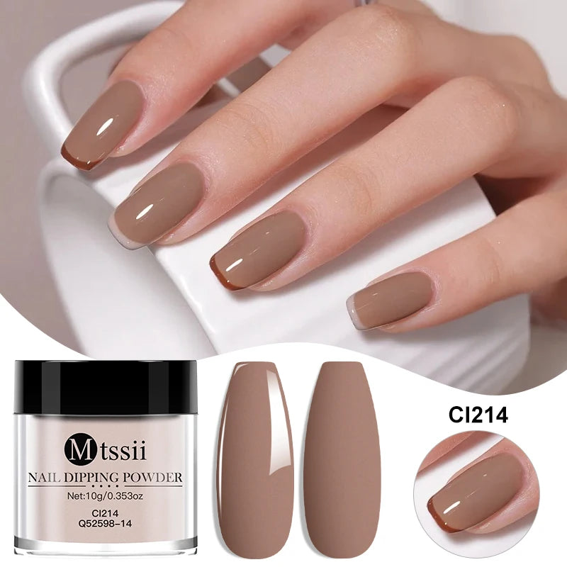 MTSSII 10g Polvo para inmersión de uñas Secado natural Sin curado con lámpara Arte de uñas DIY Decoración Pigmento Polvo Brillo Manicura de larga duración Salón