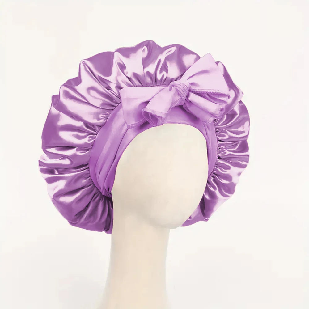 Gorro de satén Gorro de seda Gorro ajustable para dormir Gorro para el pelo con cinta Gorros para mujeres y hombres