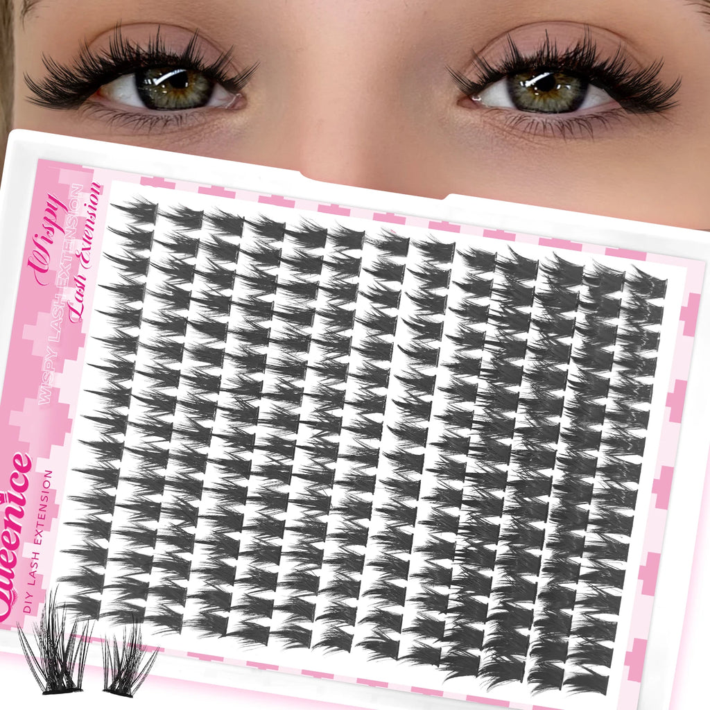 QUEENICE D-Curl - Natural Volume False Lashes - InLove Group Style - Large Capacity Eyelash Clusters for Beginners