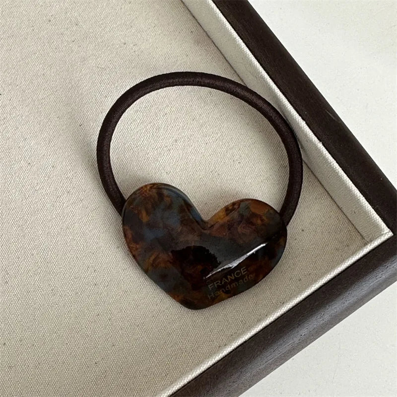 Acetic Acid Great Love Basic Leather Band Hair Rope High Elastic Hair Loop Texture Advanced Headrope Hair Accessories New Style