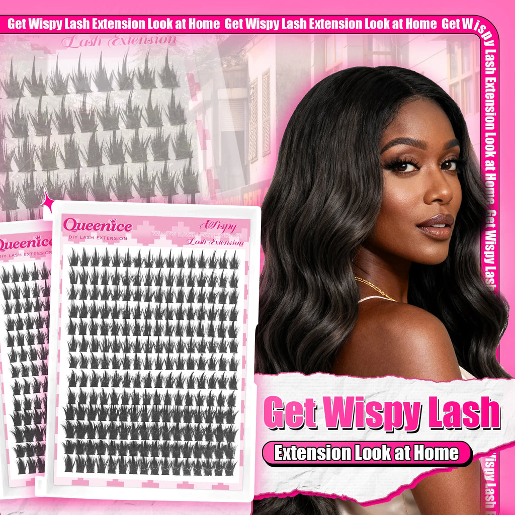 QUEENICE D-Curl - Natural Volume False Lashes - InLove Group Style - Large Capacity Eyelash Clusters for Beginners