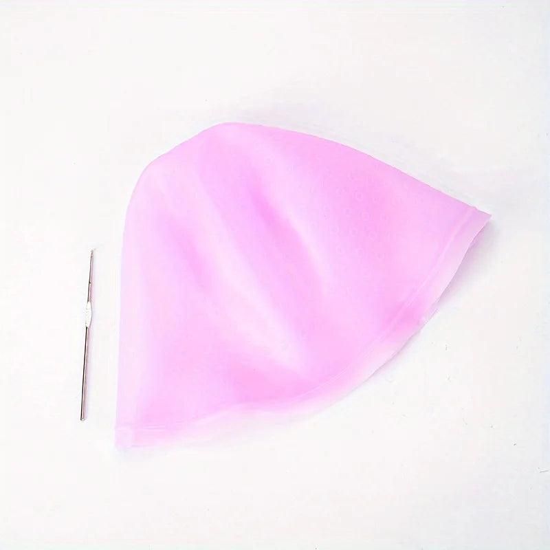 1pcs Silicone Hair Coloring Cap Hook Needle Pink Professional Dyeing Tool Highlight Dyeing Frosting Dyeing Hats Barber Hair