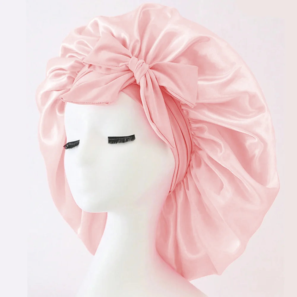 Gorro de satén Gorro de seda Gorro ajustable para dormir Gorro para el pelo con cinta Gorros para mujeres y hombres