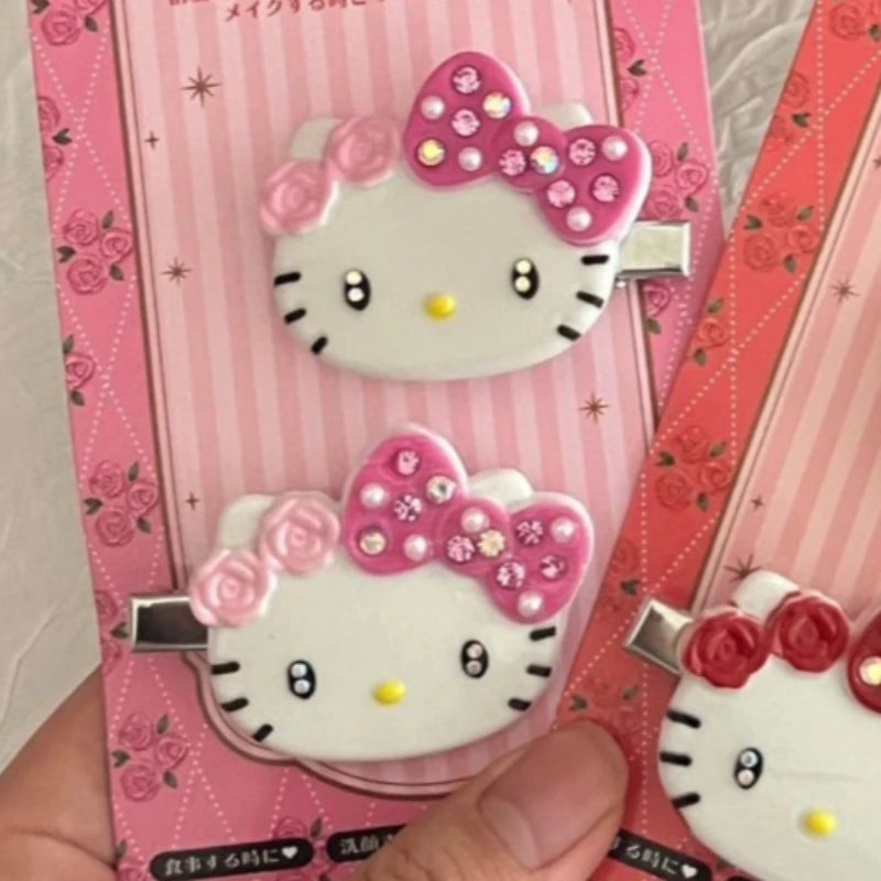 2Pcs Sanrio Character Hair Clips Set Hello Kitty Kuromi Cinnamoroll My Melody Hair Barrettes for Girls Women