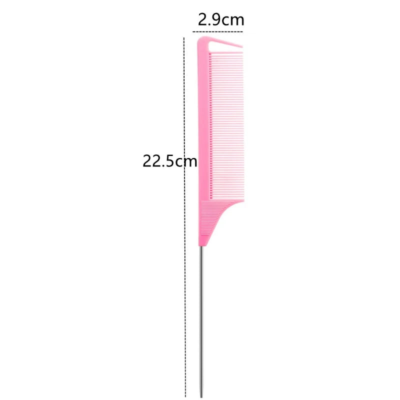 1pc Professional Pointed Tail Hair Comb Salon Cut Comb Styling Stainless Steel Spiked Salon Hair Care Hairdresser Styling Tool