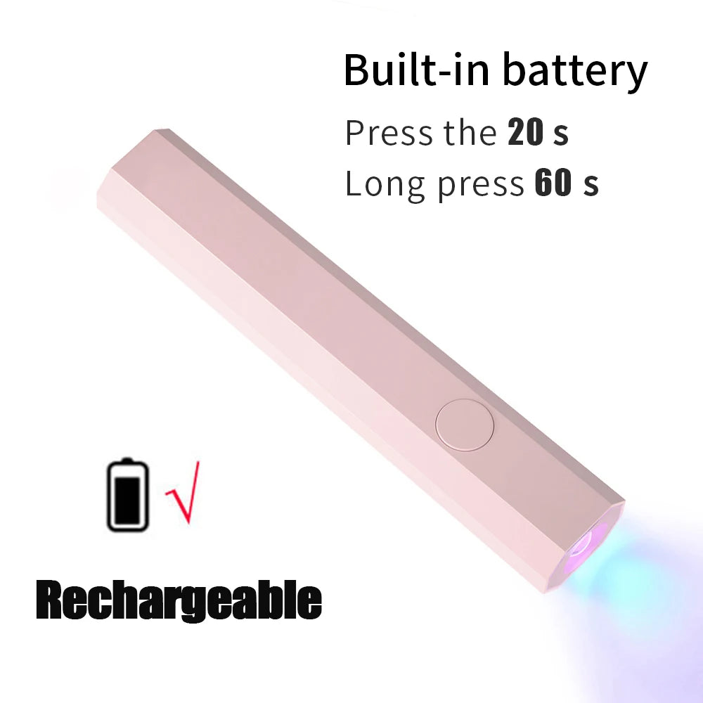 YIKOOLIN Convenient Rechargeable Nail Dryer UV LED Handheld Lamp Fast Curing All Gel Polish Mini Manicure Tool USB Portable Ligh