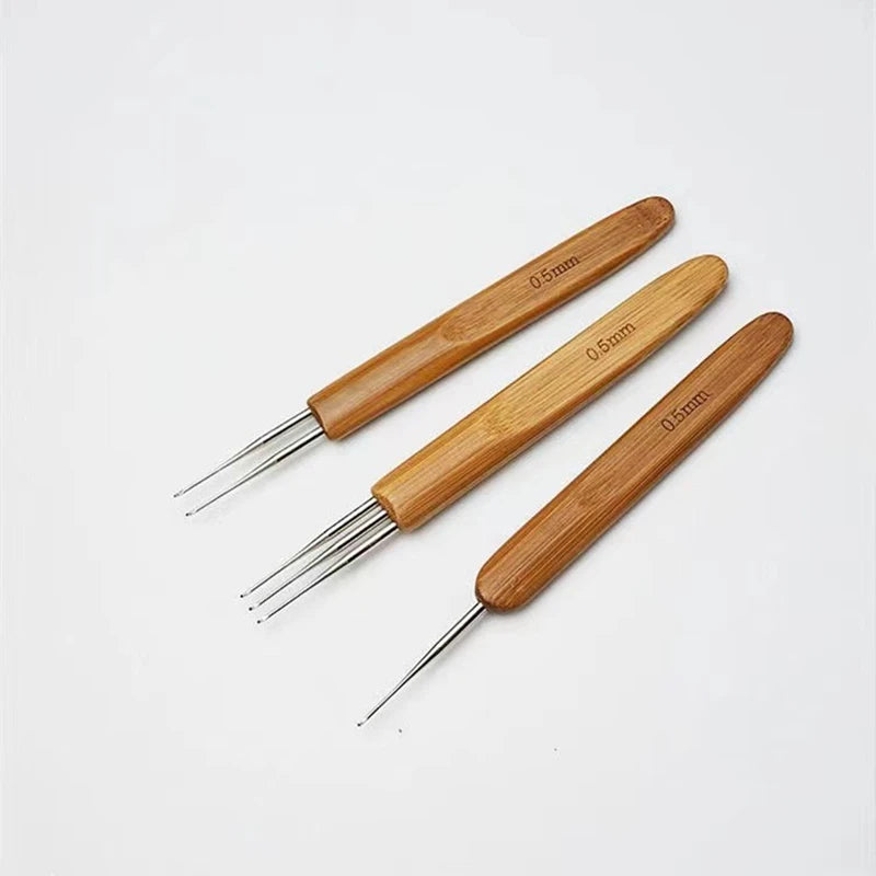 1Pc 0.5mm/0.75mm Loc Crochet Hook Wood