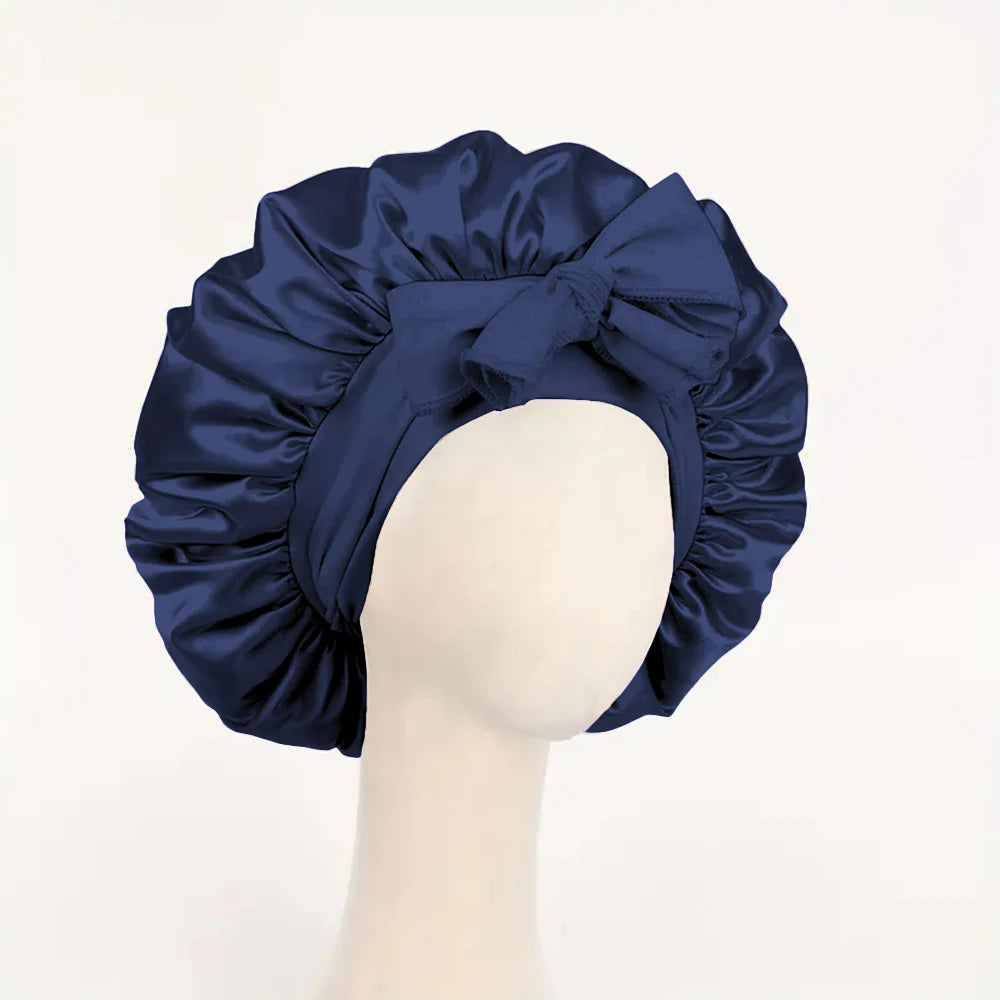 Gorro de satén Gorro de seda Gorro ajustable para dormir Gorro para el pelo con cinta Gorros para mujeres y hombres