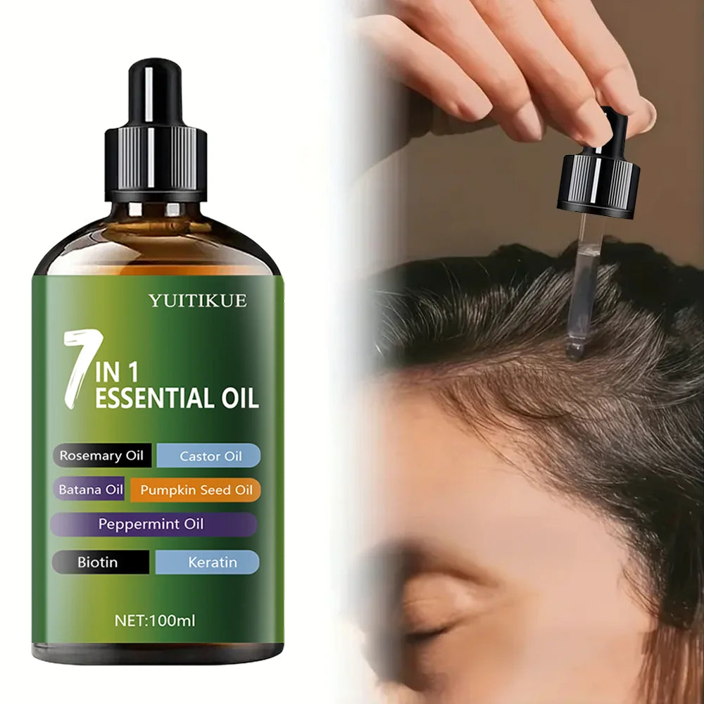 YUITIKUE 7 in 1 Essential Oil Hair Treatment Infused with Rosemary, Batana & Biotin For Healthy Hair 100ml