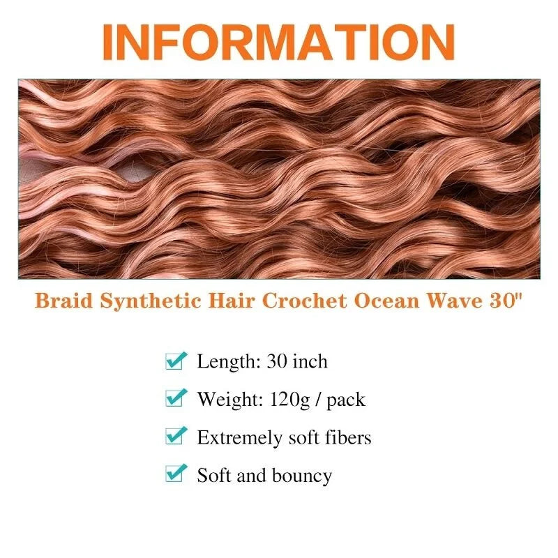 30Inch Synthetic Pre Stretched Deep Wave Crochet Hair