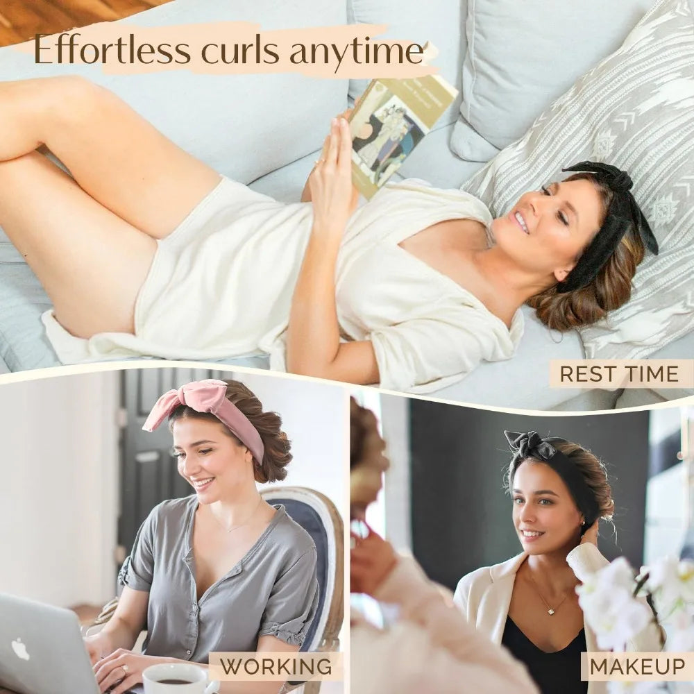 Rulos sin calor para el pelo, diadema rizadora sin calor, rulo suave de satén, rizadores para dormir, gorro de noche, herramientas de peinado
