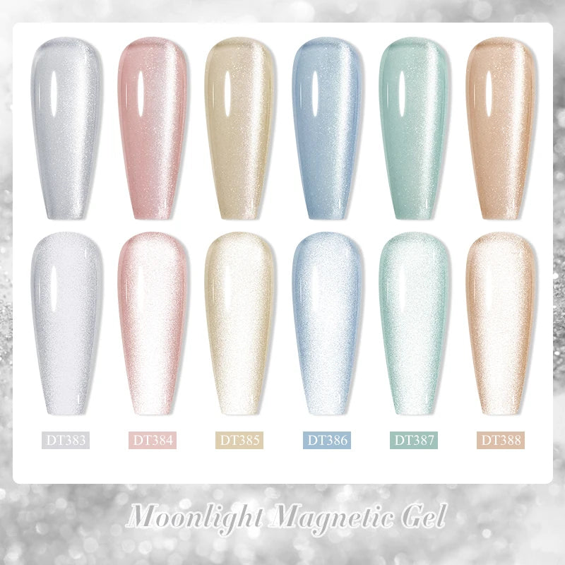 MEET ACROSS 7ml Pink Silver Moonlight Magnetic Gel Polish Varnis Semi Permanent Soak Off Gel Nail Polish UV LED Gel Manicure