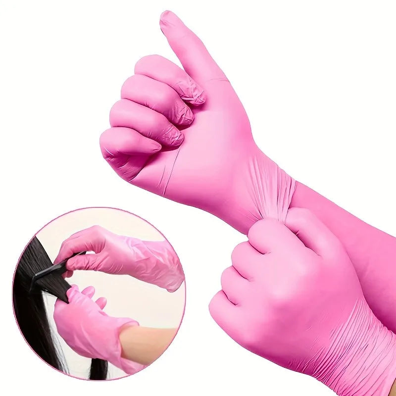Pink Nitrile Disposable Gloves Powder & Latex Free Gloves for Kitchen Cooking Household Beauty Petcare Hair Dye Work Glove