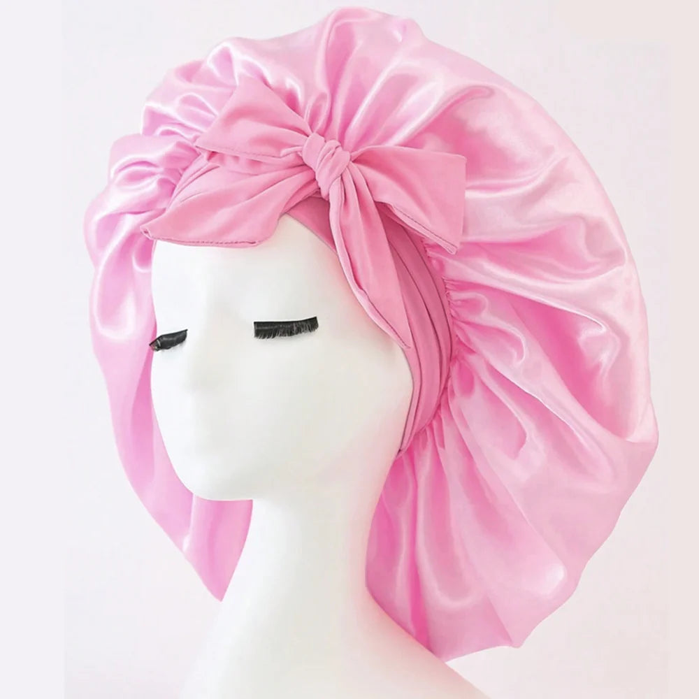 Gorro de satén Gorro de seda Gorro ajustable para dormir Gorro para el pelo con cinta Gorros para mujeres y hombres