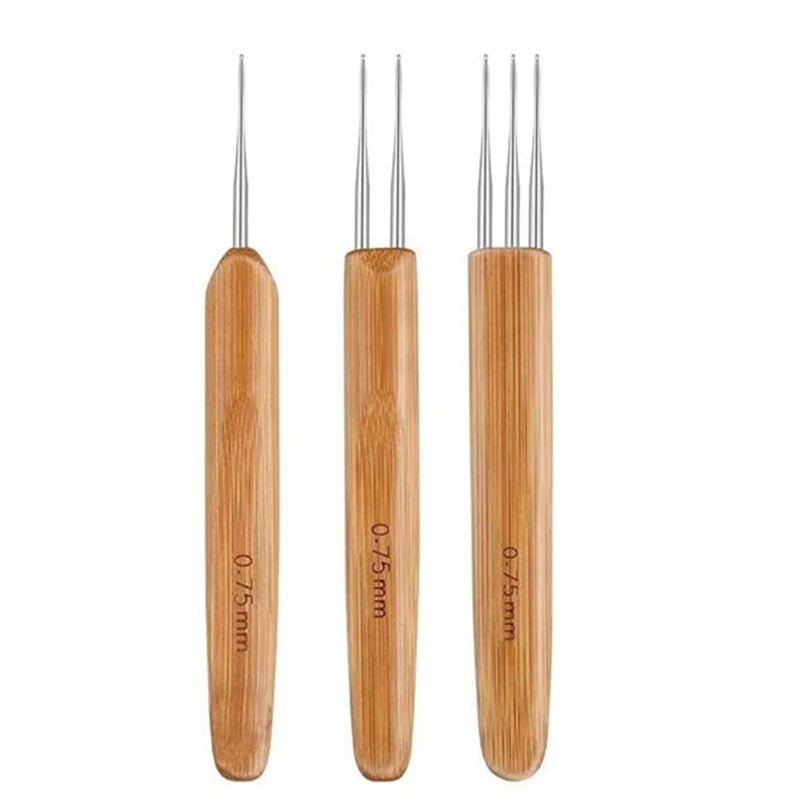 1Pc 0.5mm/0.75mm Loc Crochet Hook Wood