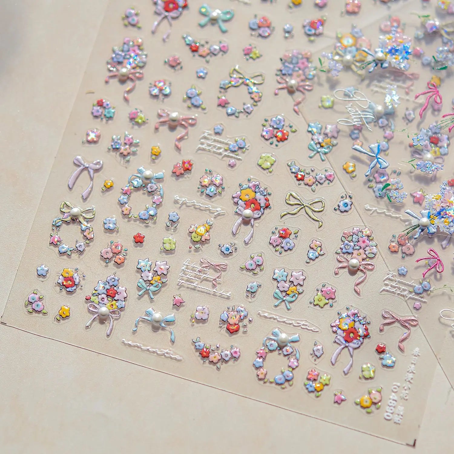 1Sheet 5D Soft Embossed Relief Nail Stickers Cute Daisies Self Adhesive Slider Stickers Press On Nails DIY Japanese Nail Art Dec