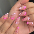 24pcs Long Almond Fake Nails White French Press on Nails Simple Full Cover Detachable Nail Tips