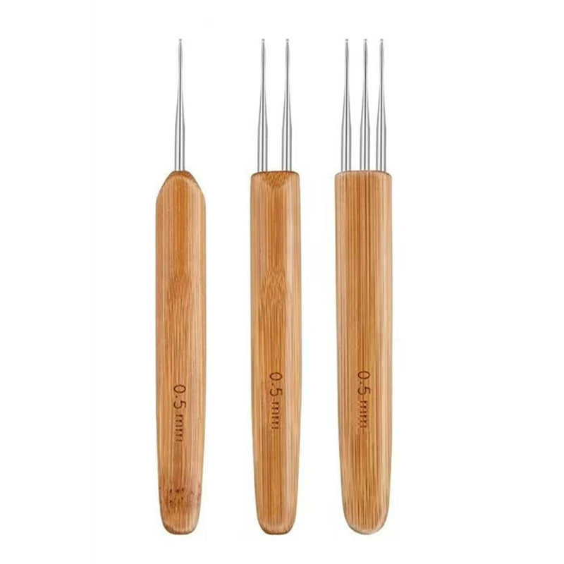 1Pc 0.5mm/0.75mm Loc Crochet Hook Wood
