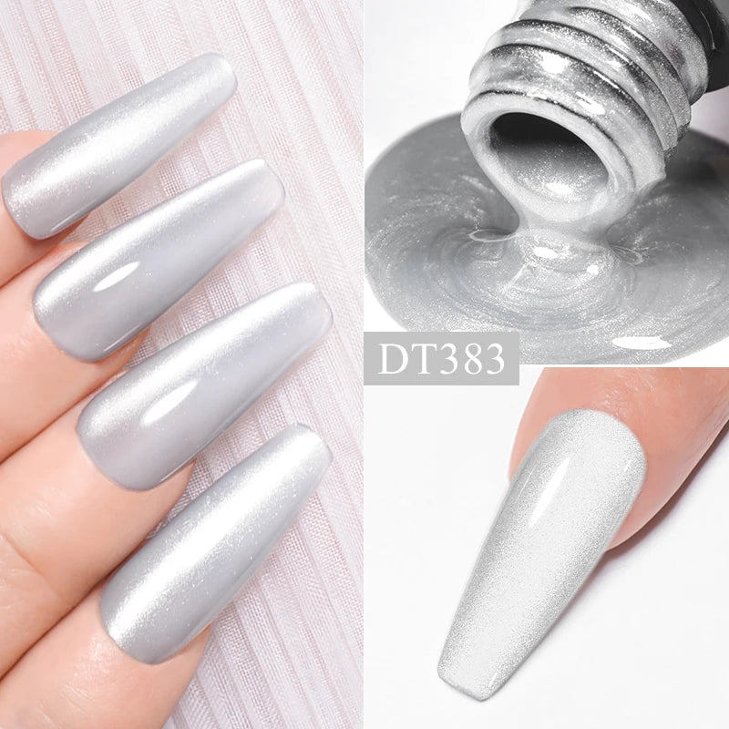 MEET ACROSS 7ml Pink Silver Moonlight Magnetic Gel Polish Varnis Semi Permanent Soak Off Gel Nail Polish UV LED Gel Manicure