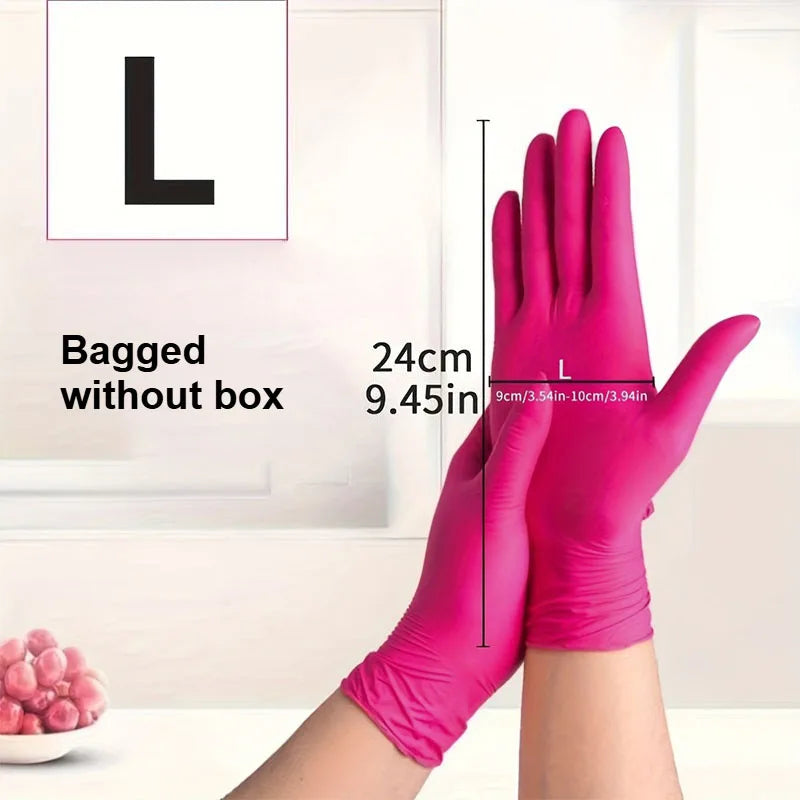 Pink Nitrile Disposable Gloves Powder & Latex Free Gloves for Kitchen Cooking Household Beauty Petcare Hair Dye Work Glove
