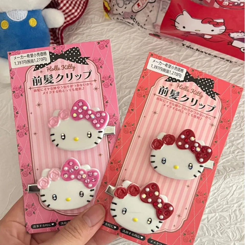 2Pcs Sanrio Character Hair Clips Set Hello Kitty Kuromi Cinnamoroll My Melody Hair Barrettes for Girls Women