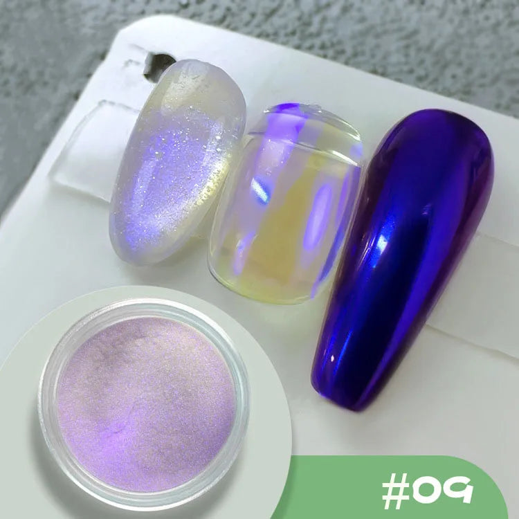 12 Grids Mirror Effect Mermaid Nail Powder Holographic Pearl Chrome Pigment Fine Glitter Dipping Powder Nail Crafts Supplies