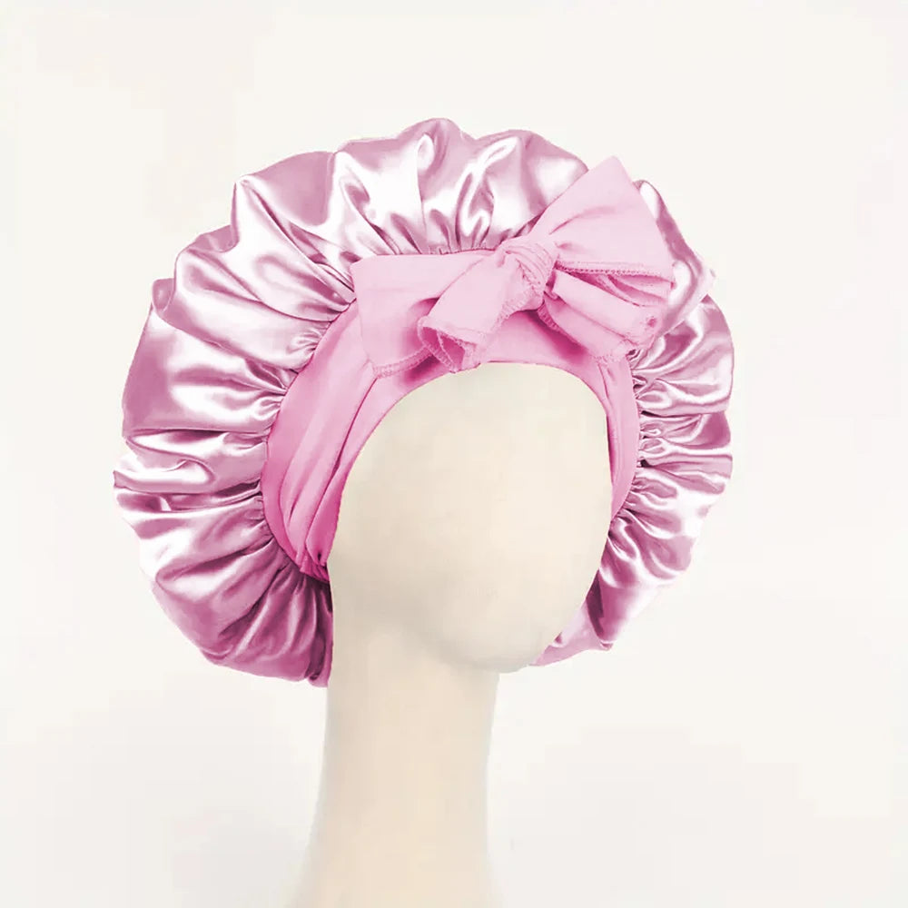 Gorro de satén Gorro de seda Gorro ajustable para dormir Gorro para el pelo con cinta Gorros para mujeres y hombres