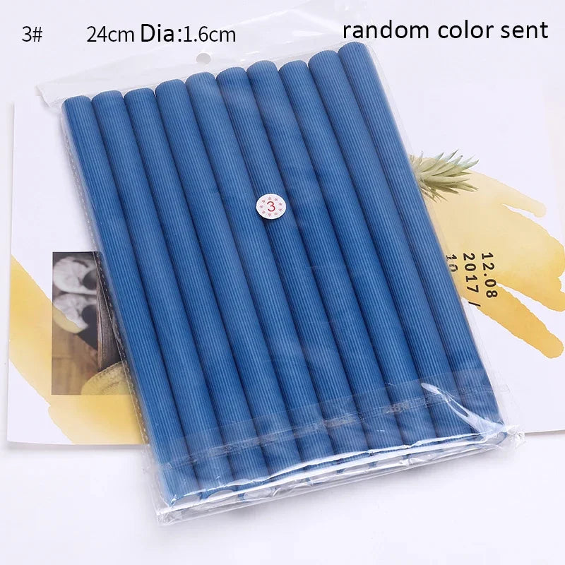 10pcs Flexible Hair Curling Rod Soft  Heatess Hair Curler Makers Foam Bendy Twist Curls Flexi No Heat Rollers Styling Tools
