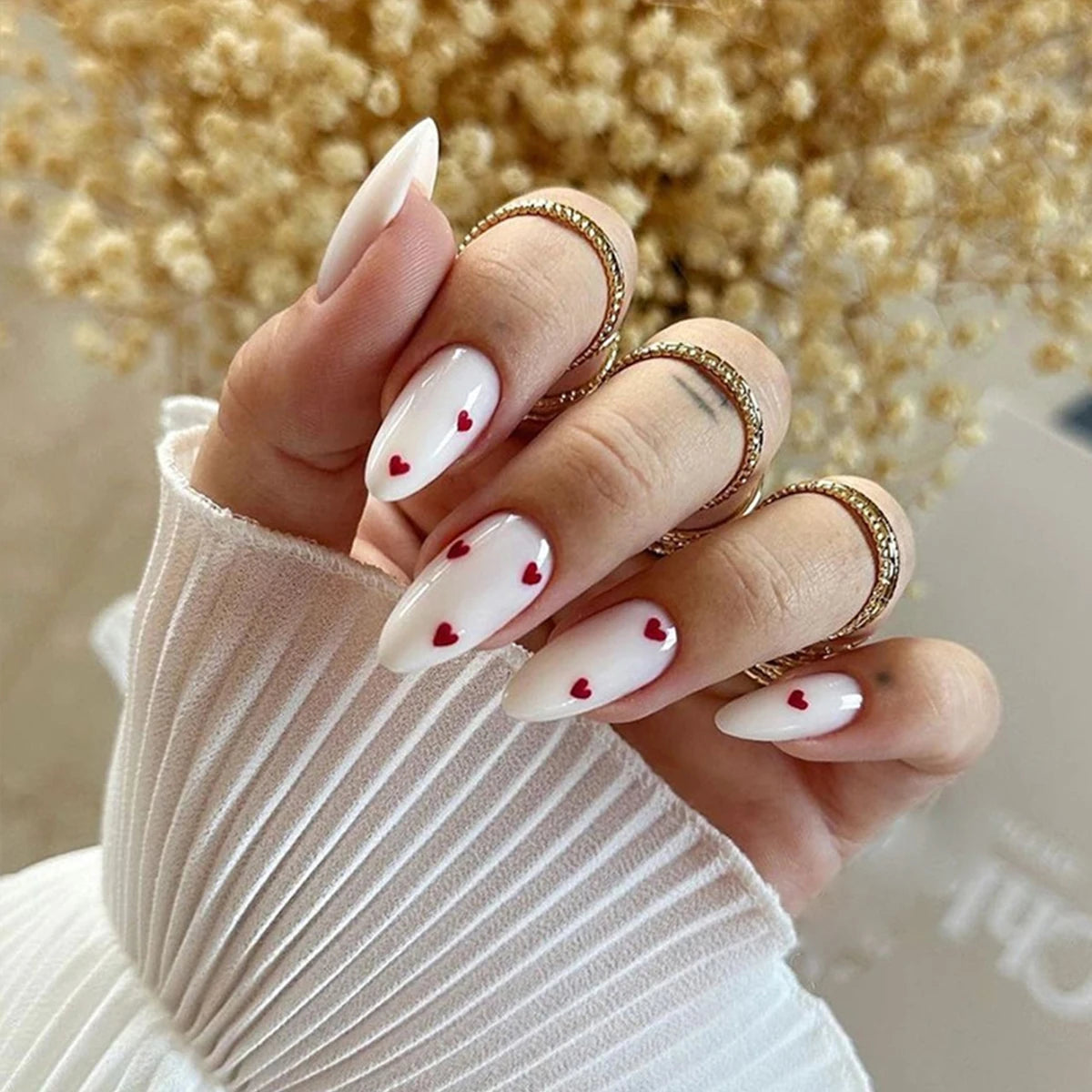 24 pieces of ins-style long press-on nails (teardrop shape), paired with 1 piece of jelly glue and 1 nail file