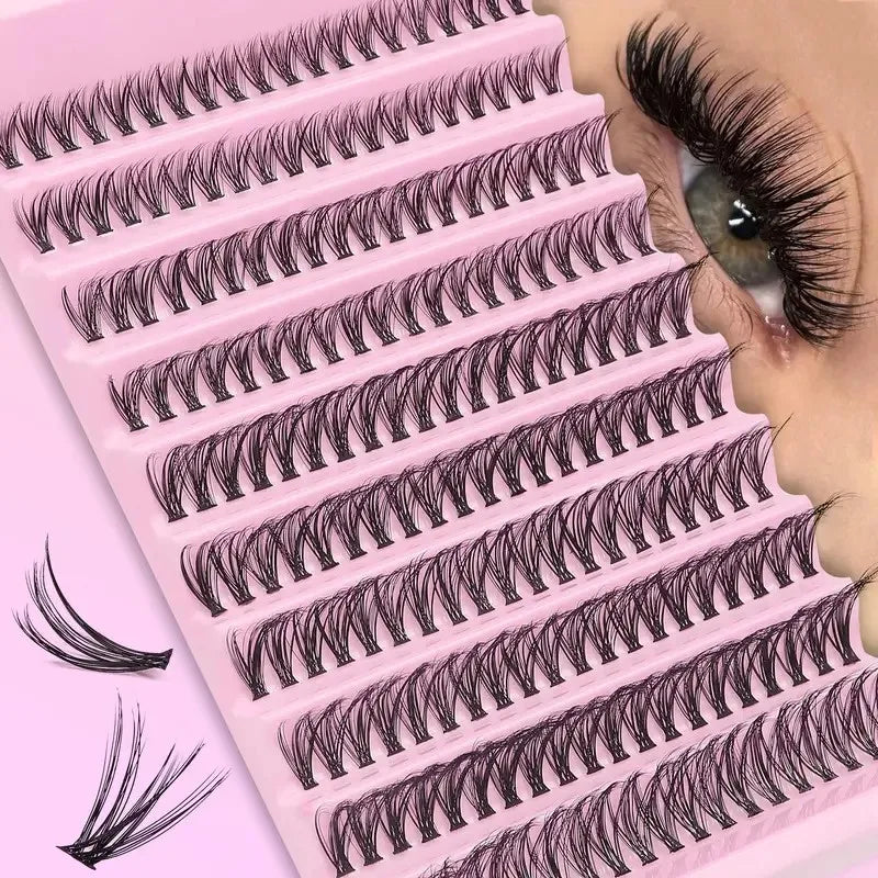 200Pcs DIY Personal Lashes 40P Eyelash Cluster Natural Look Wispy Lashes 9-16MM D Curly Hair Personal Clusters Lashes Fluffy