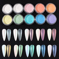 Juego de 10 Polvos de Inmersión para Uñas Efecto Aurora Sirena Pigmento Iridiscente Arte de Uñas Gel Esmalte Perla Polvo DIY Decoraciones de Manicura