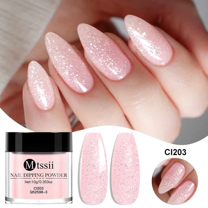 MTSSII 10g Nail Dipping Powder Natural Dry No Lamp Cure DIY Nail Art Decoration Pigment Dust Glitter Long Lasting Manicure Salon