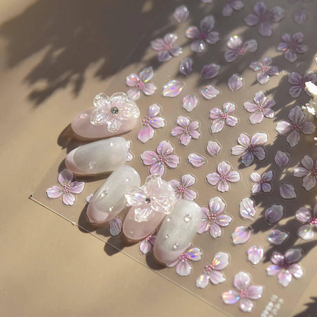 1Sheet 5D Soft Embossed Relief Nail Stickers Cute Daisies Self Adhesive Slider Stickers Press On Nails DIY Japanese Nail Art Dec