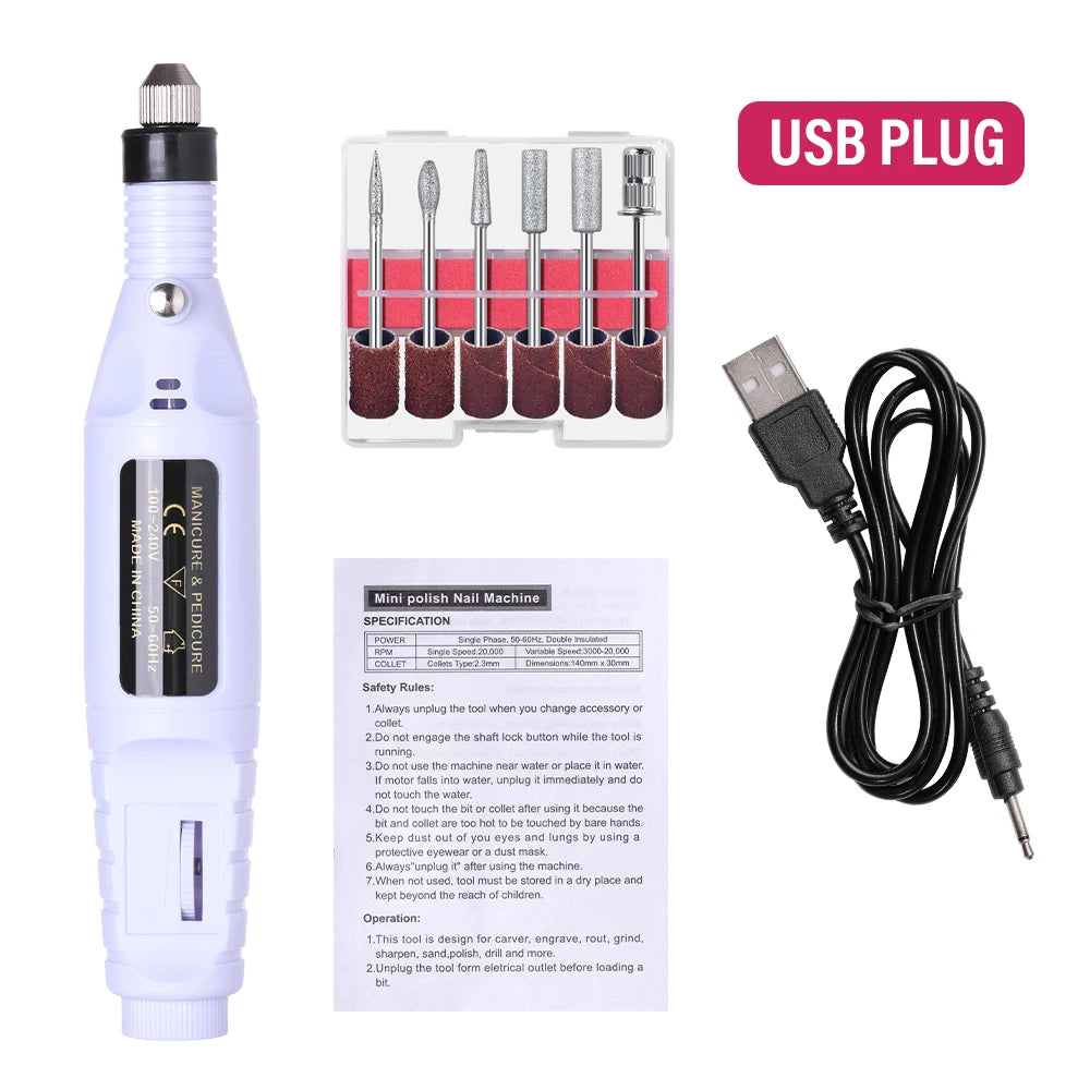 LULAA Set de Taladro Eléctrico para Uñas, Equipo de Molienda para Pedicura, Molinillo para Manicura, Herramienta Profesional de Pulido de Uñas