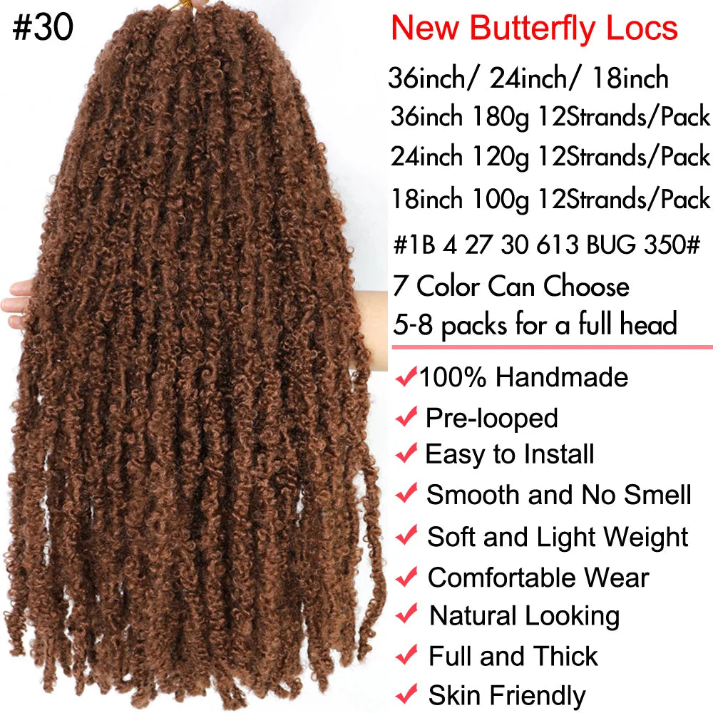 18 24 36 Inches Butterfly Locs Crochet Hair
