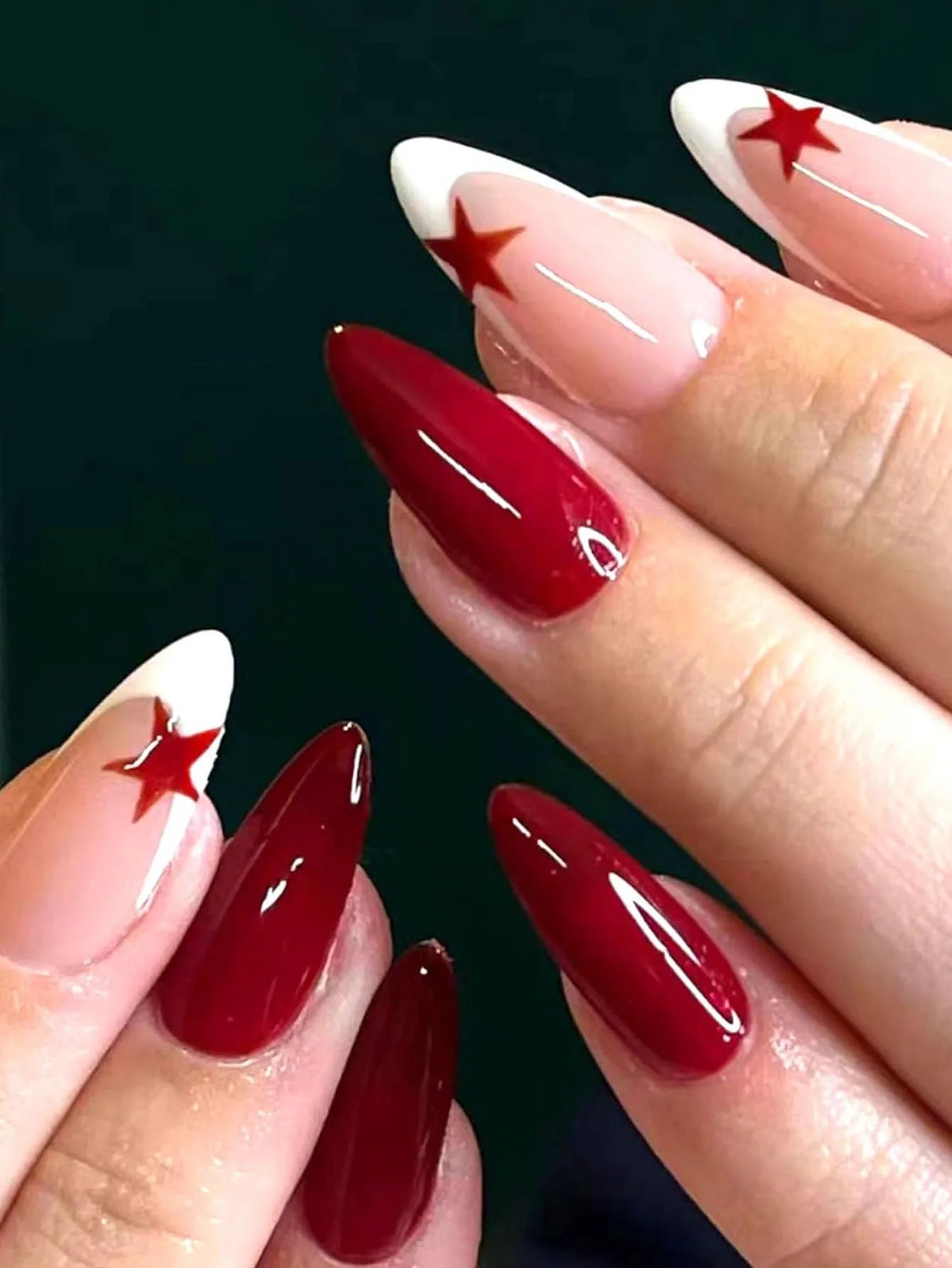 24pcs Long Almond Fake Nails White French Press on Nails Simple Full Cover Detachable Nail Tips
