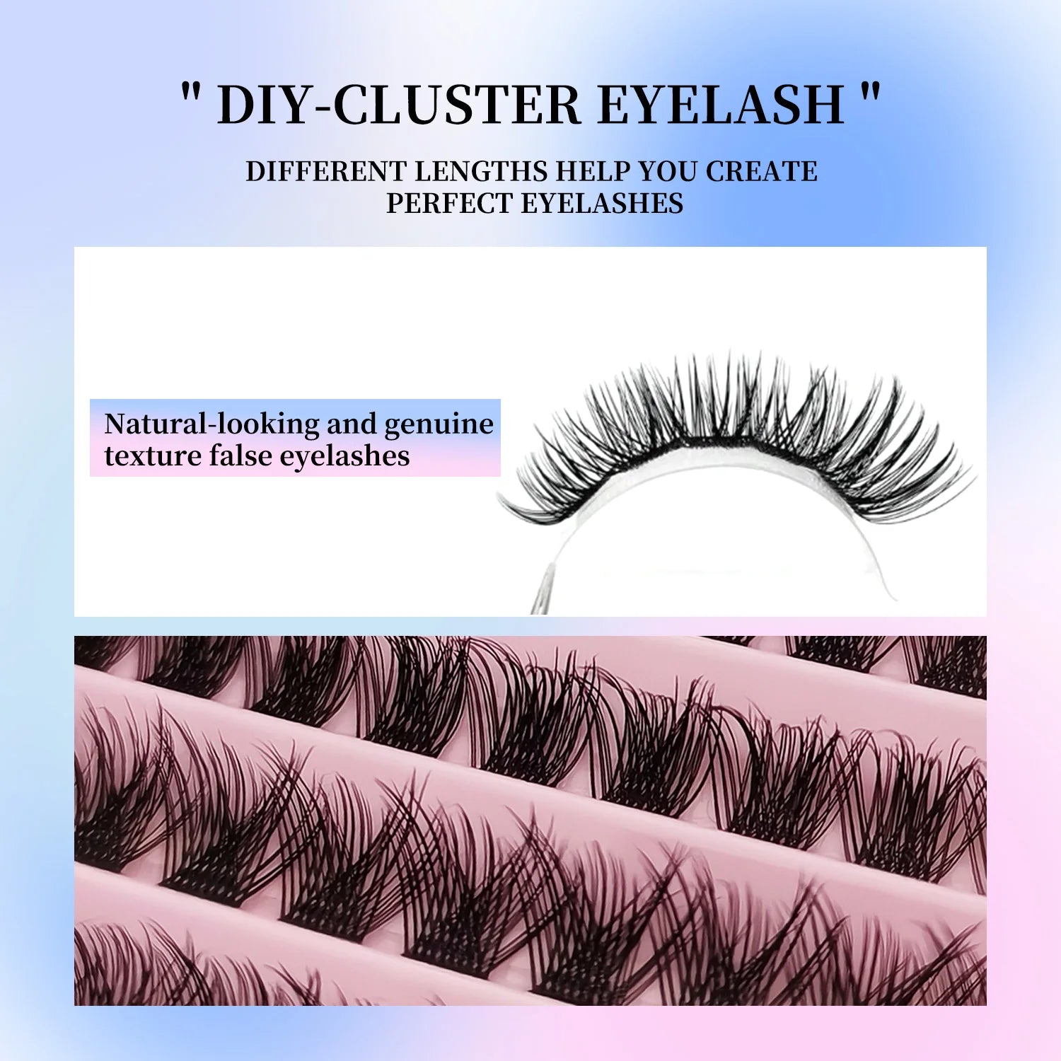 120Pcs Natural Eyelash Cluster Set, D Curl 8–16mm Mixed Length, Soft Band & Lightweight, Reusable False Eyelashes Cat Eye Effect