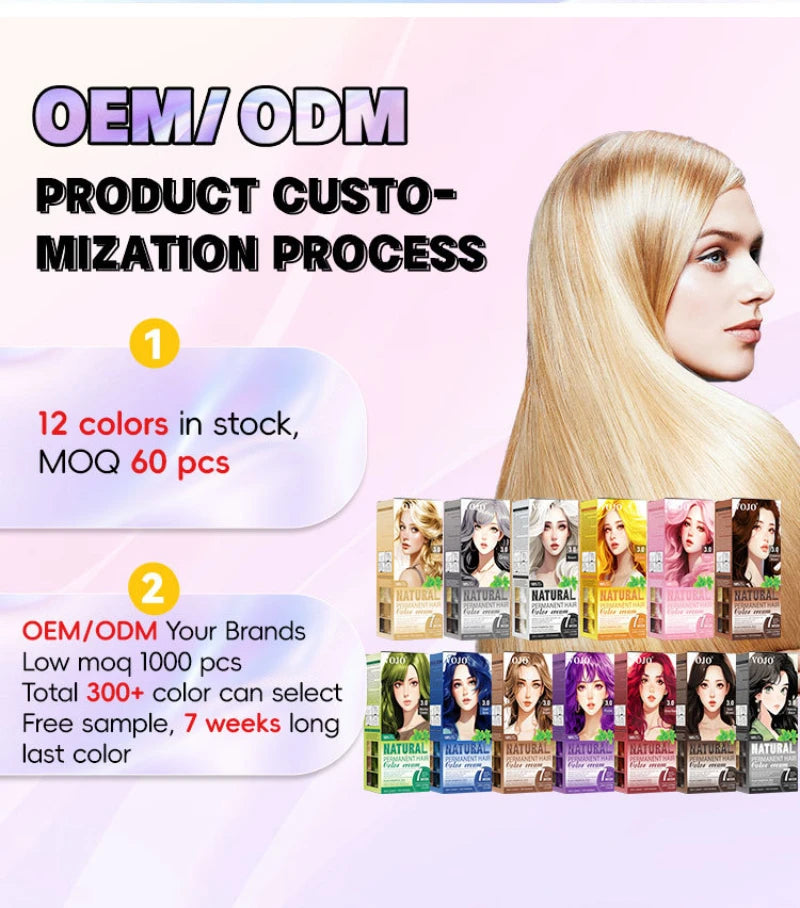 3-in-1 Long-Lasting Hair Dye Shampoo,100ml &100ml Coloring Agent Hair Dye Shampoo for Women and Men,Semi-Permanent Hair Cream