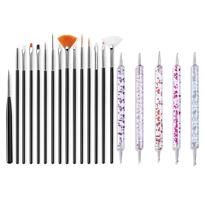 Nail Art Brush Set Gradient Line Painting Dotting Pen Kit Acrylic Handle Gel Polish Crystal Brushes Salon Nails Manicure Tools