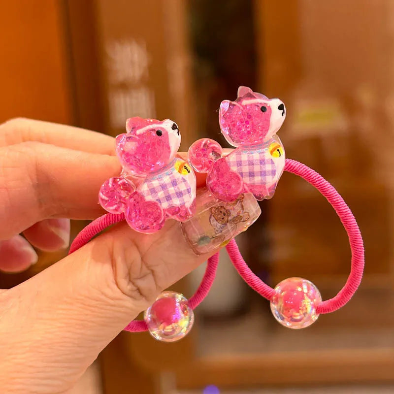 2 Pieces Colorful Cartoon Animal Elastic Hair Bands for Girls Cute Children's Hair Accessories Baby Headwear Ties