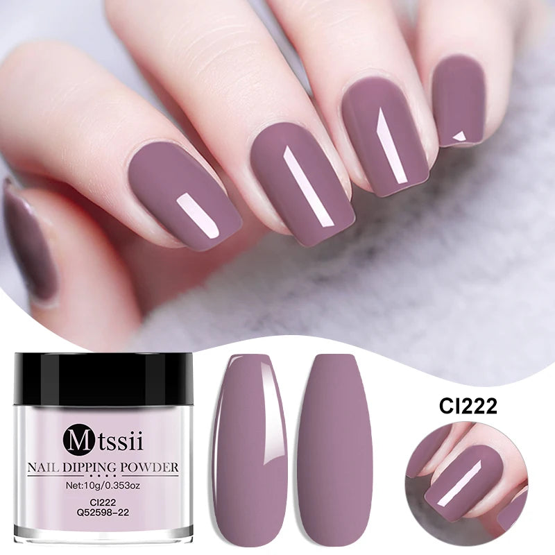 MTSSII 10g Nail Dipping Powder Natural Dry No Lamp Cure DIY Nail Art Decoration Pigment Dust Glitter Long Lasting Manicure Salon