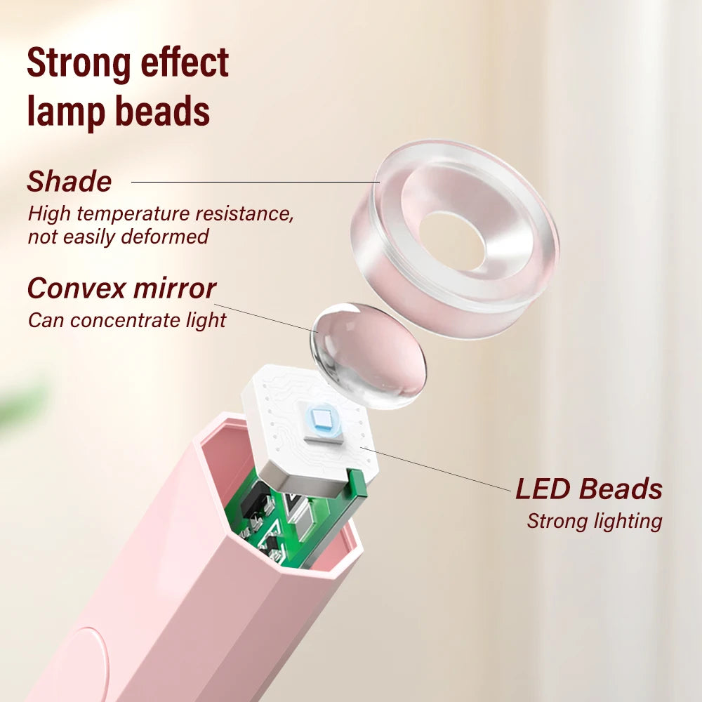 YIKOOLIN Conveniente secador de uñas recargable UV LED portátil Lámpara de curado rápido para todos los esmaltes en gel Mini herramienta de manicura USB portátil