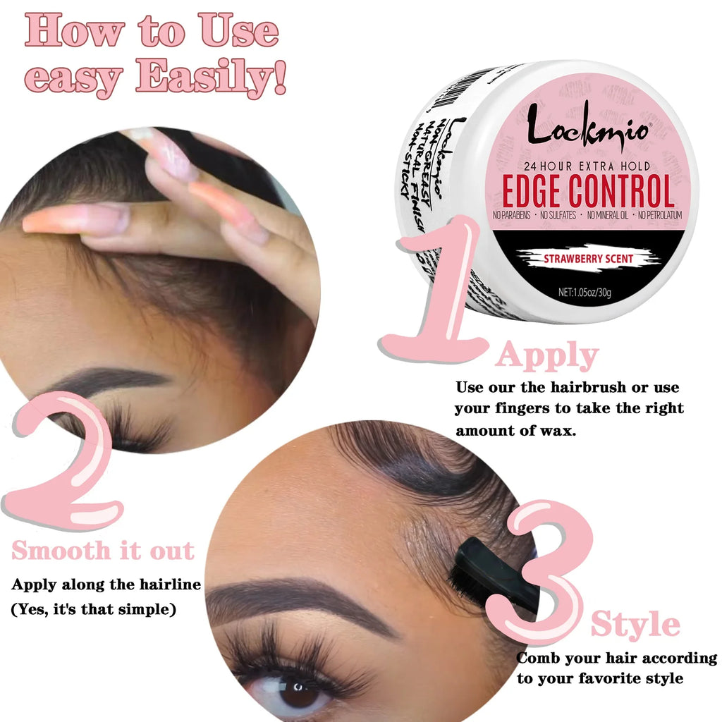 Women and Kid 30g Edge Control Gel Long Lasting Hold Control Wax Natural Finishing Anti-frizz Hair Wax Smoothing Styling Pomade
