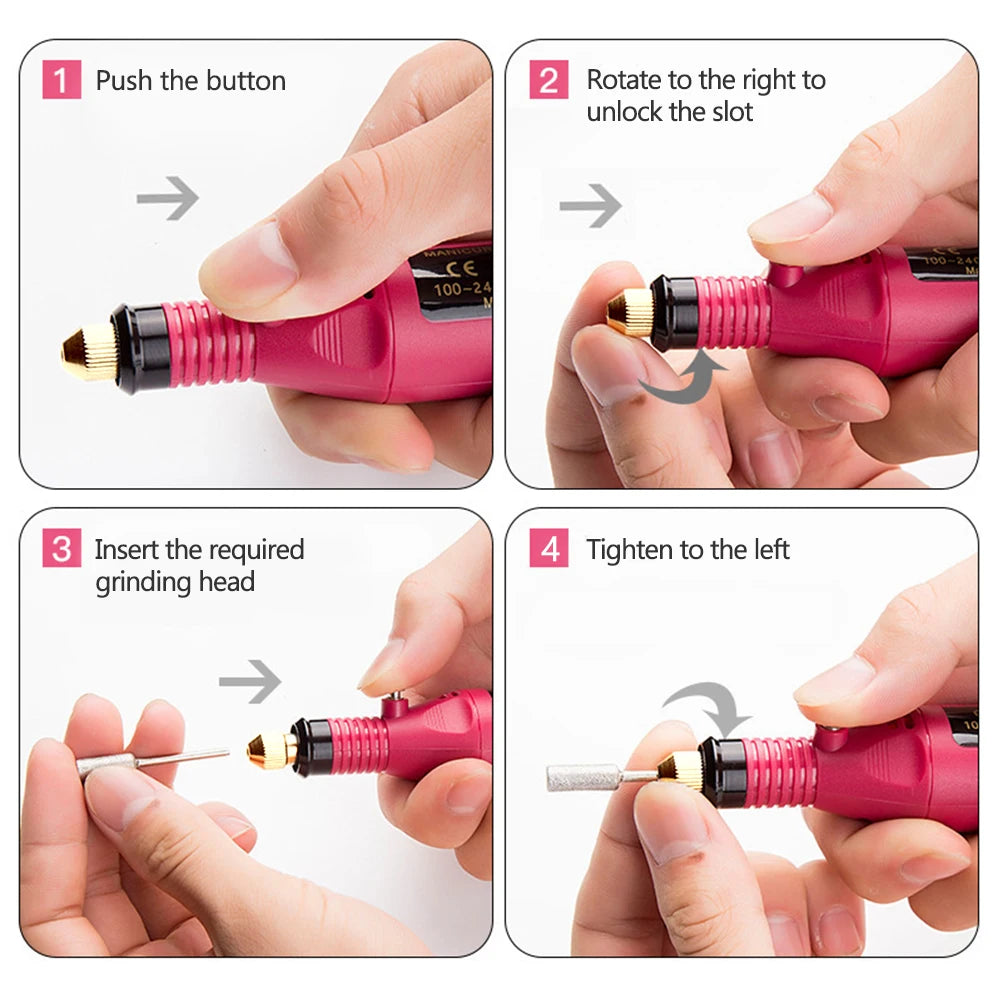 LULAA Set de Taladro Eléctrico para Uñas, Equipo de Molienda para Pedicura, Molinillo para Manicura, Herramienta Profesional de Pulido de Uñas