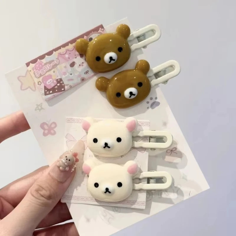 Cute Bear Hairpins Set Preppy Headdress Plastic Hair Sweet Accessories Friend Gifts