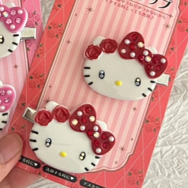 2Pcs Sanrio Character Hair Clips Set Hello Kitty Kuromi Cinnamoroll My Melody Hair Barrettes for Girls Women