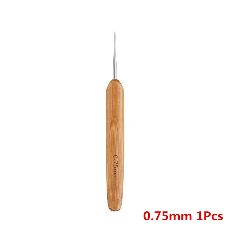 1Pc 0.5mm/0.75mm Loc Crochet Hook Wood