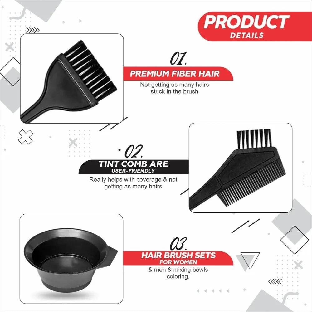 4Pcs Home Salon Hair Dyeing Brush Set Hair Dyeing Cream Bowl Coloring Brush Comb Kits Hair Tint Applicator Barber Styling Tools