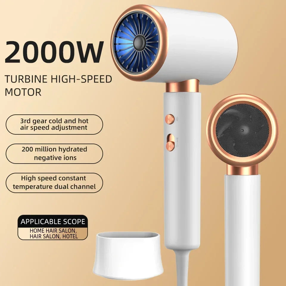 HOMEFISH 2000W Salon Hair Dryer with Hot/Cold Air Brush Negative Ionic Technology 5th Gear Strong Power Hairdryer without Comb